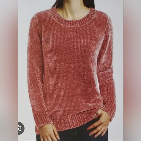 Orvis Women's Chenille Sweater - Rose Large EUC 21 PTP - Picture 1 of 5